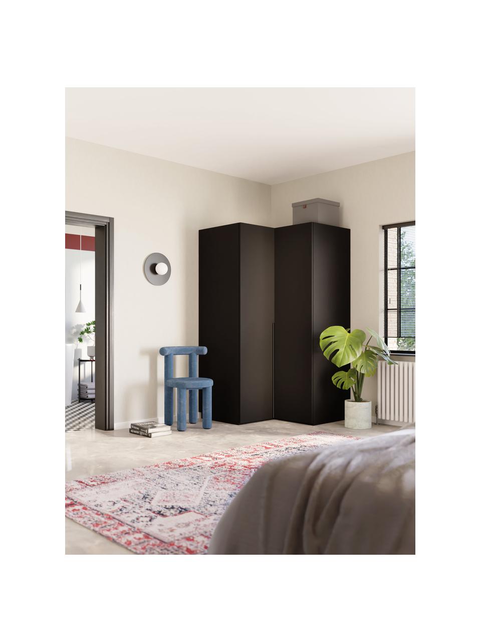 Armoire d'angle modulaire Leon, larg. 115 cm, Noir, Module d'angle : larg. 115 x haut. 200 cm