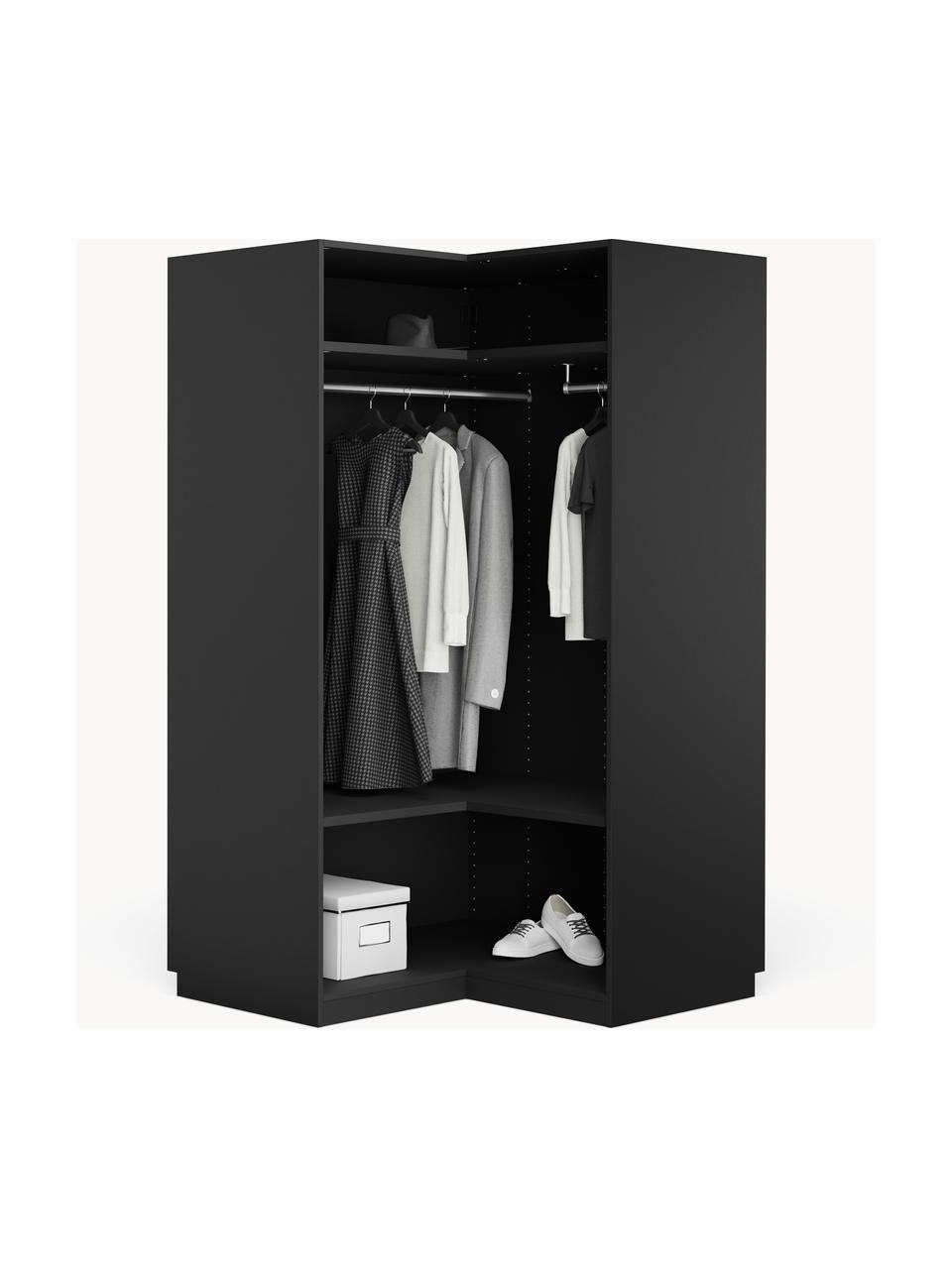 Armoire d'angle modulaire Leon, larg. 115 cm, Noir, Module d'angle : larg. 115 x haut. 200 cm