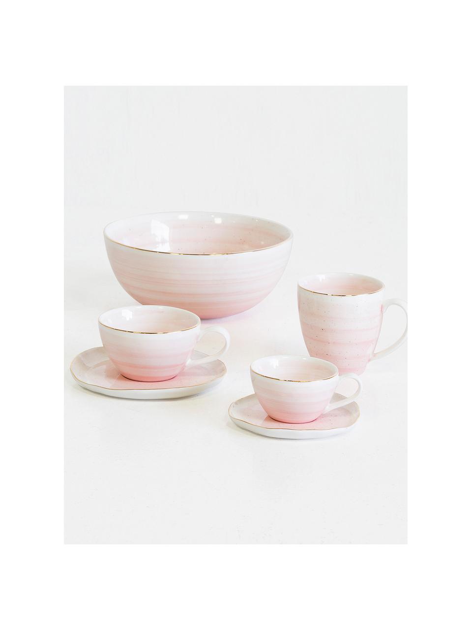 Tasse faite main avec sous-tasse Bella, 4 élém., Rose