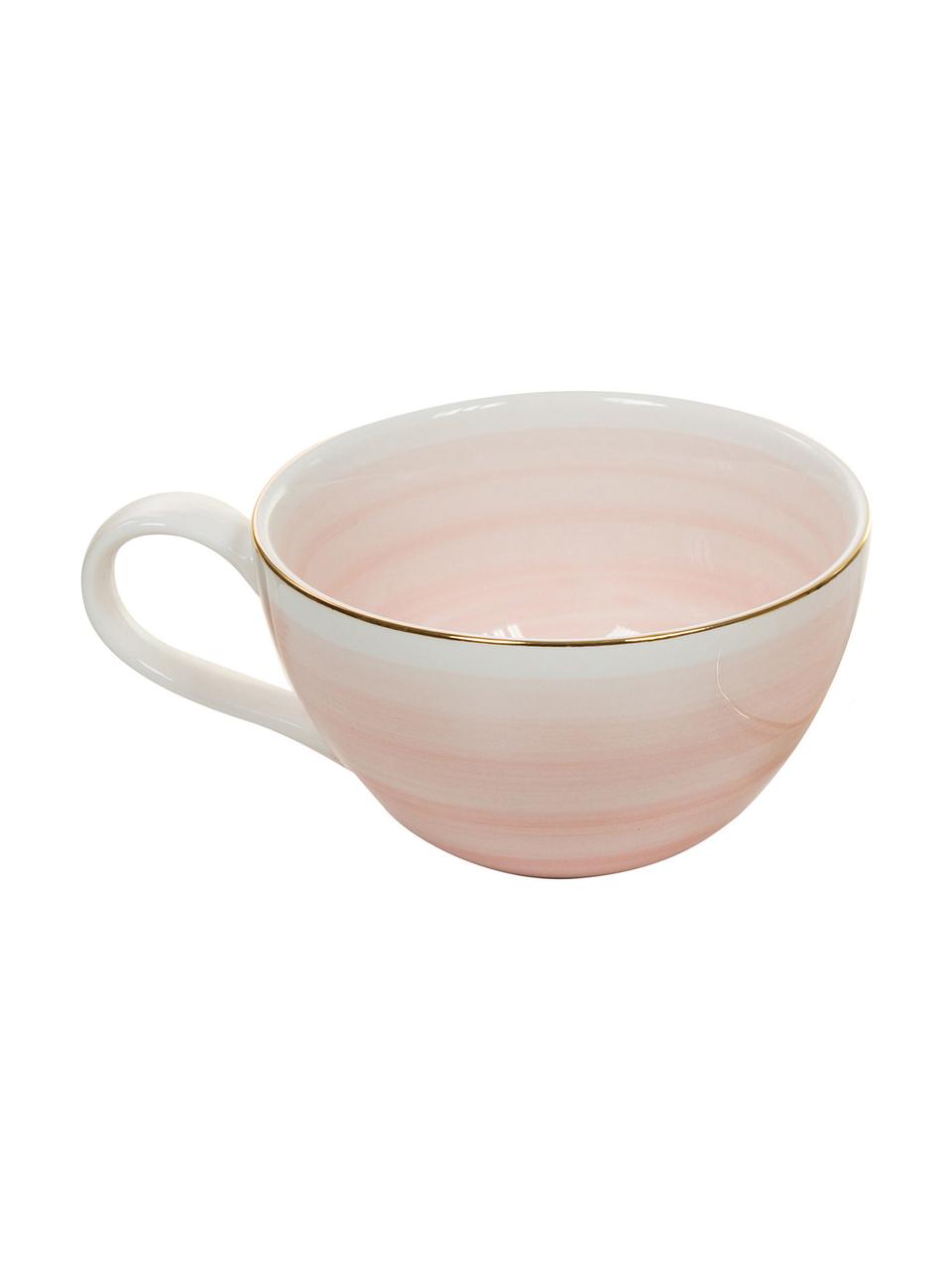 Tazas de té con plato Bella, 2 uds., Porcelana, Rosa, Ø 10 x Al 6 cm