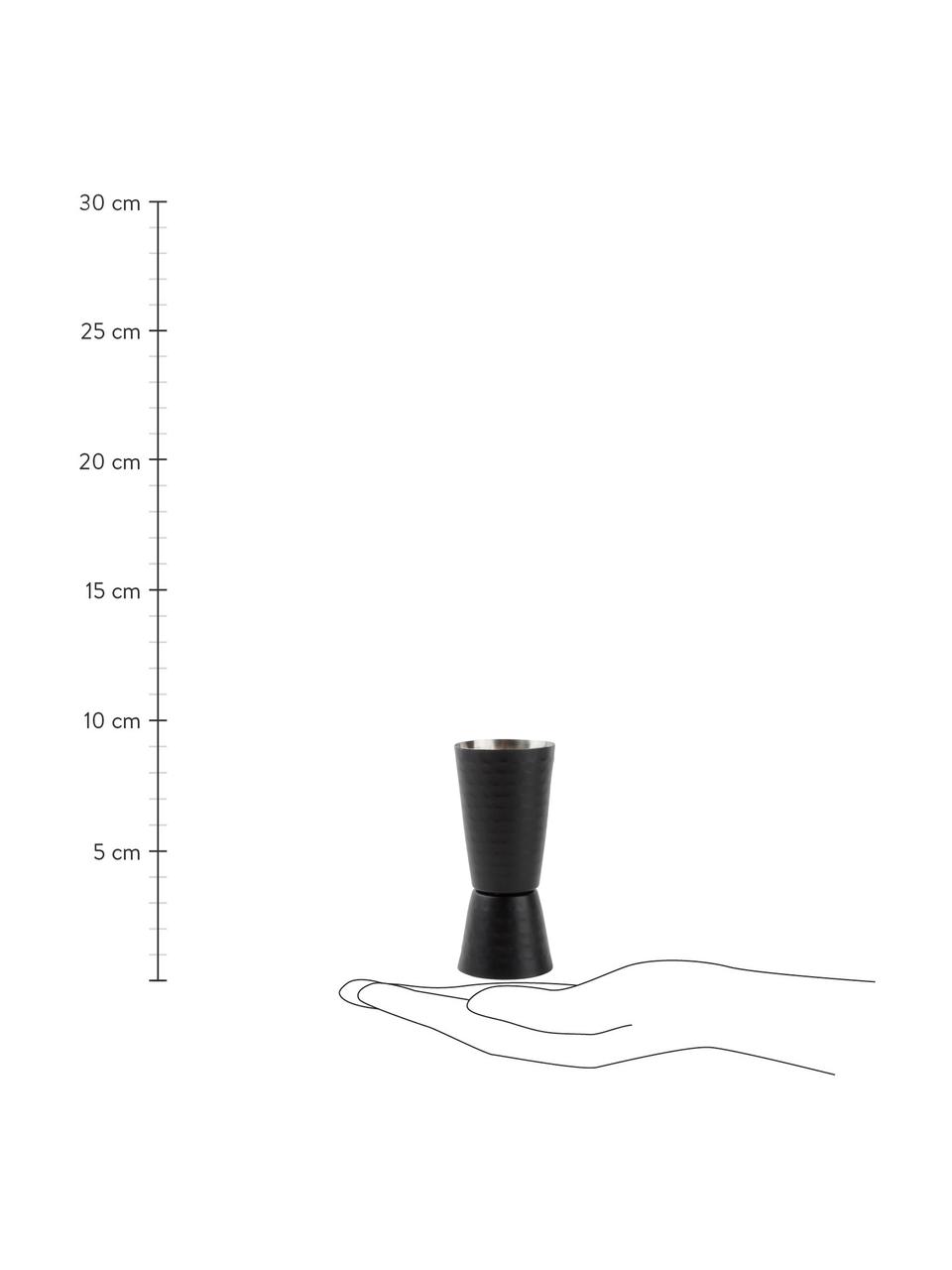 Maatbeker Onur in zwart met een gehamerd oppervlak, Gecoat en gehamerd edelstaal, Zwart, Ø 4 x H 10 cm