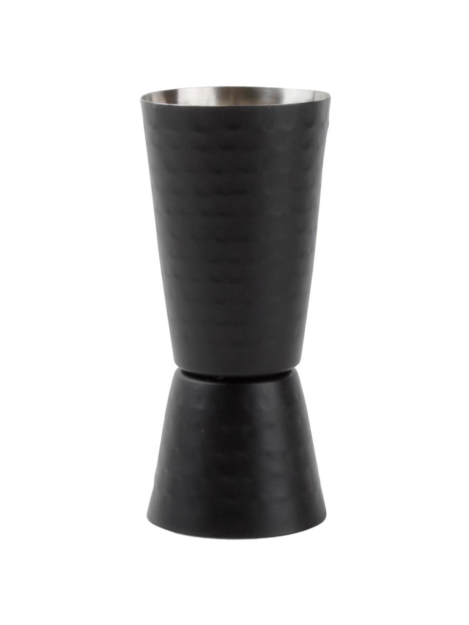 Verre mesureur noir surface martelée Onur, Acier inoxydable, enduit et battu, Noir, Ø 4 x haut. 10 cm