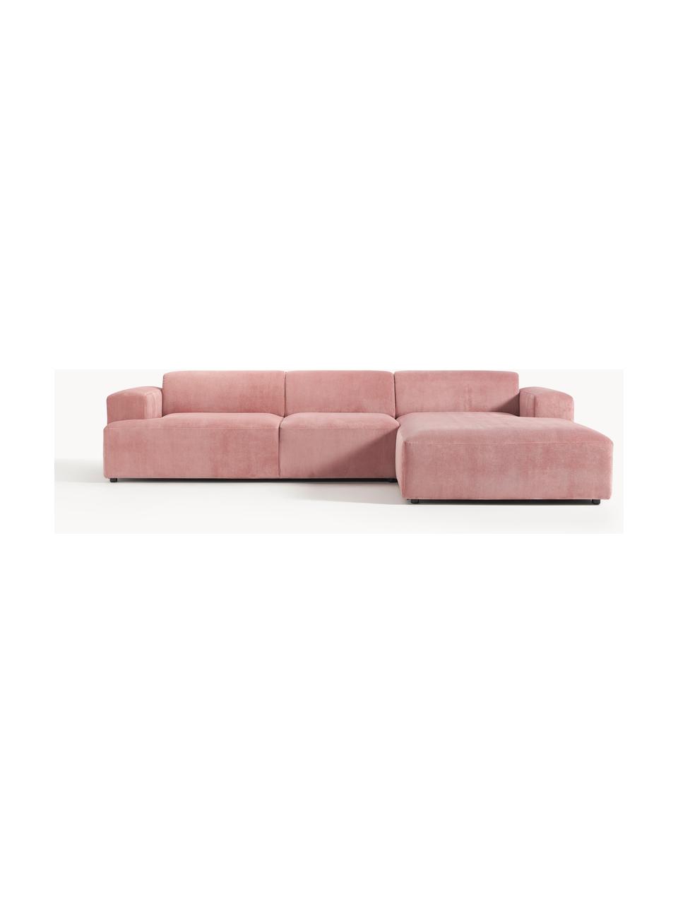 Cord-Ecksofa Melva (4-Sitzer), Bezug: Cord (92% Polyester, 8% P, Gestell: Massives Kiefernholz, Spa, Cord Altrosa, B 319 x T 195 cm, Eckteil links