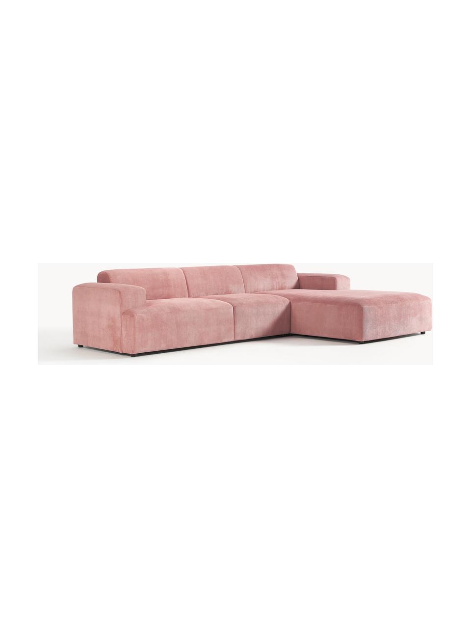 Cord-Ecksofa Melva (4-Sitzer), Bezug: Cord (92% Polyester, 8% P, Gestell: Massives Kiefernholz, Spa, Füße: Kunststoff Dieses Produkt, Cord Altrosa, B 319 x T 195 cm, Eckteil links