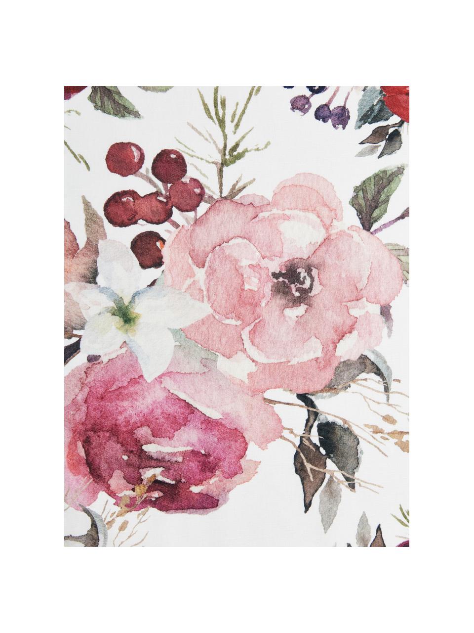 Chemin de table coton Florisia, Coton, Rose, blanc, larg. 50 x long. 160 cm