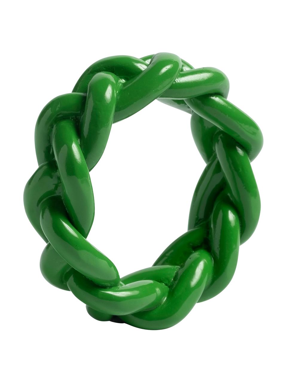 Servetringen Braid in groen, 4 stuks, Polyresin, Groen, Ø 6 x H 2 cm