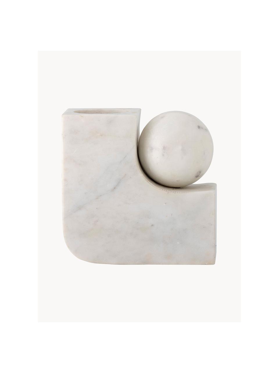 Portacandele in marmo Eja, Marmo, Bianco marmorizzato, Larg. 18 x Alt. 18 cm