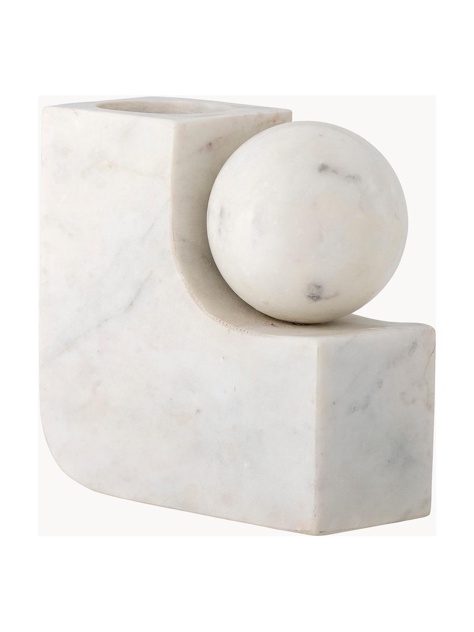 Portacandele in marmo Eja, Marmo, Bianco marmorizzato, Larg. 18 x Alt. 18 cm