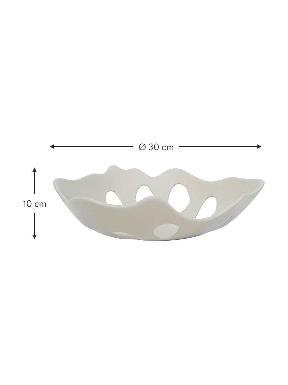 Bol décoratif blanc Monstera, Ø 30 cm, Grès cérame, Blanc, mat, Ø 30 x haut. 10 cm