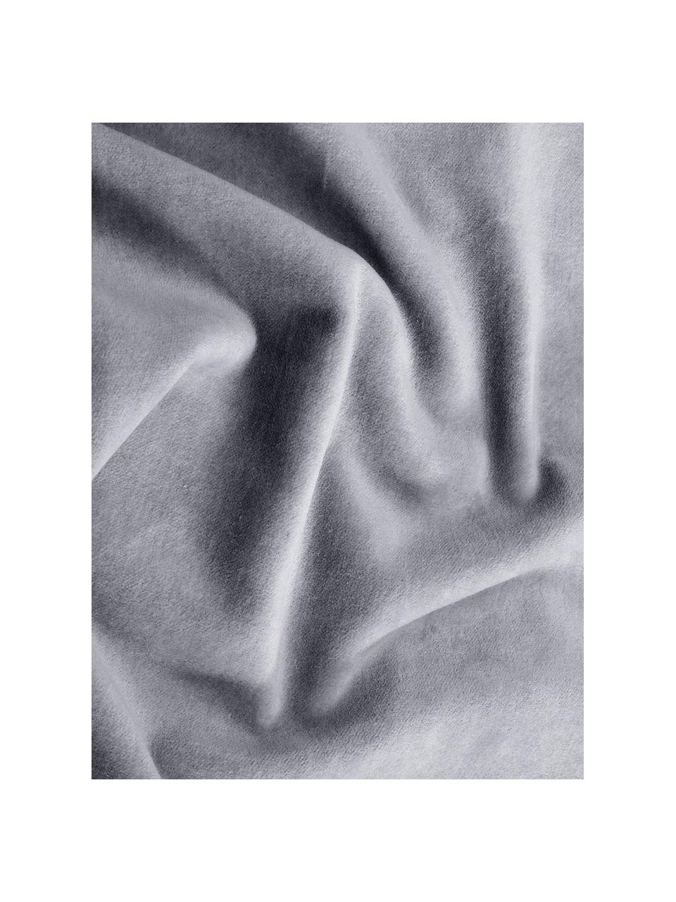 Effen fluwelen kussenhoes Dana in grijs, 100% katoenfluweel, Grijs, B 30 x L 50 cm