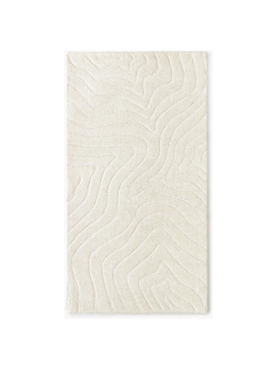 Tapis en laine tuftée main Aaron, Blanc crème, larg. 160 x long. 230 cm (taille M)