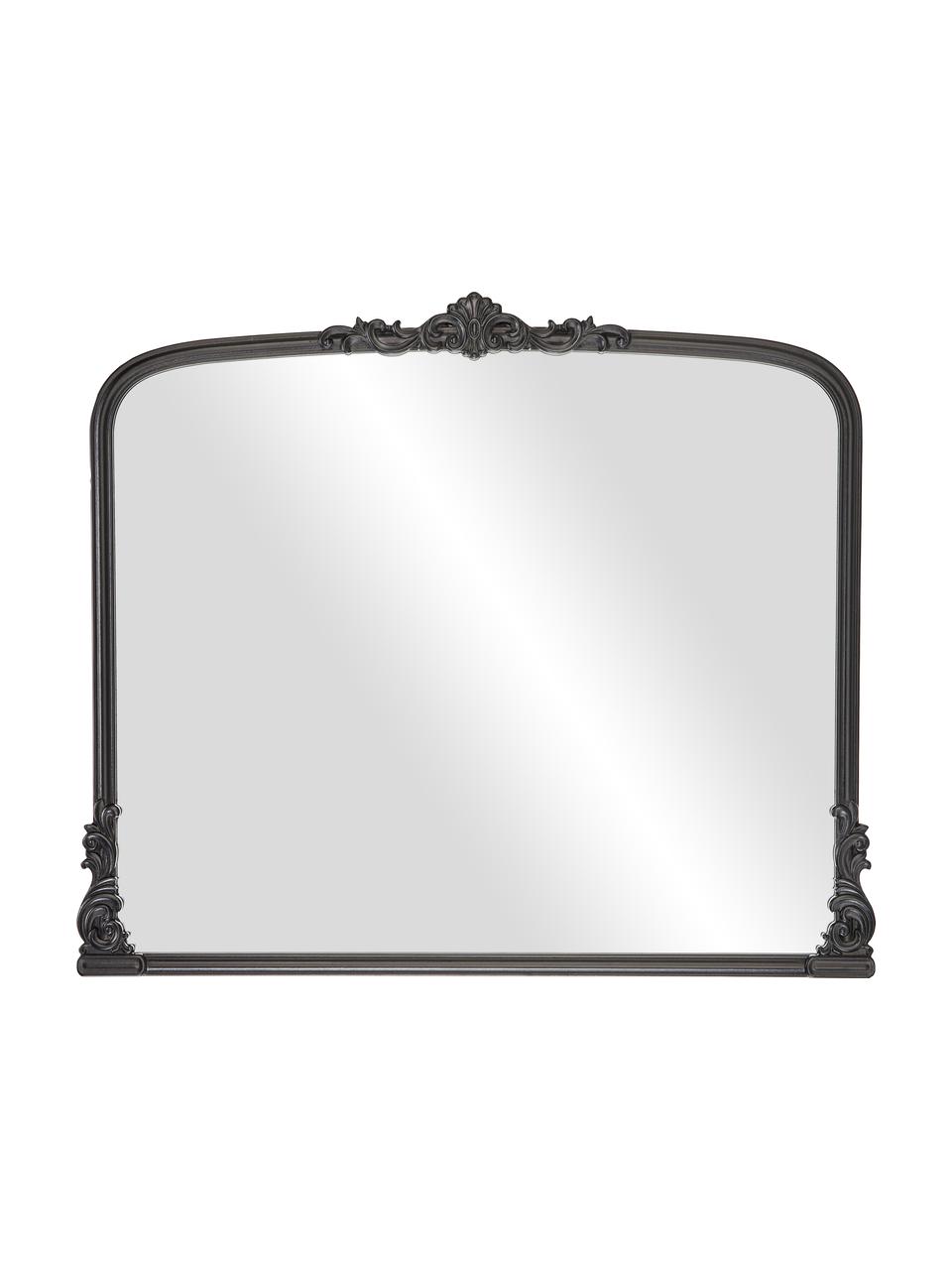 Barokke wandspiegel Fabricio met zwarte houten lijst, Lijst: gecoat MDF, Zwart, B 100 x H 85 cm