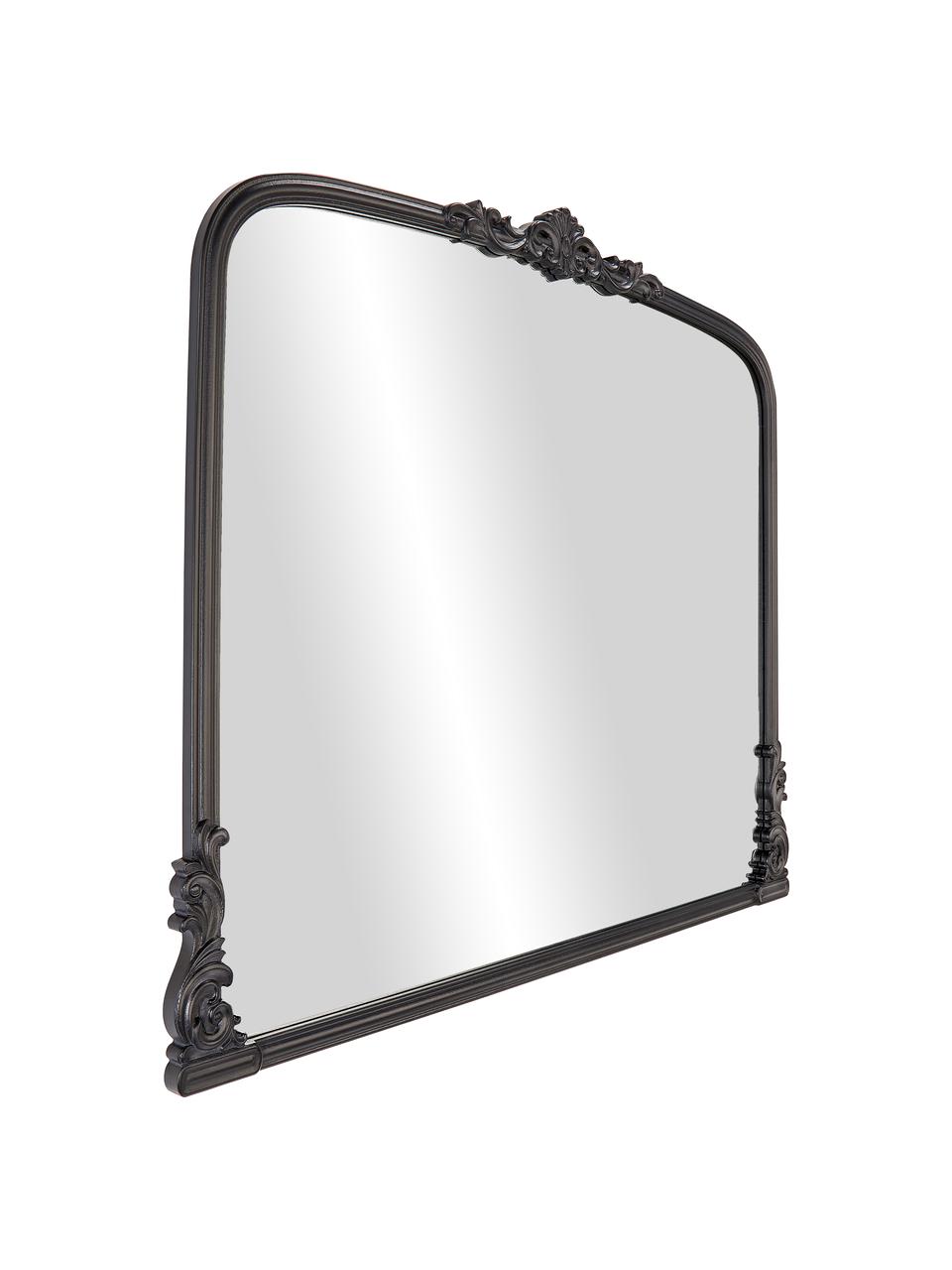 Barokke wandspiegel Fabricio met zwarte houten lijst, Lijst: gecoat MDF, Zwart, B 100 x H 85 cm