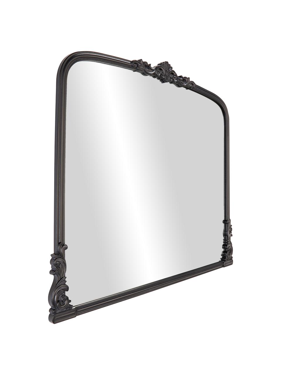 Espejo de pared de madera Fabricio, estilo barroco, Reverso: tablero de fibra de densi, Espejo: cristal, Negro, An 100 x Al 85 cm