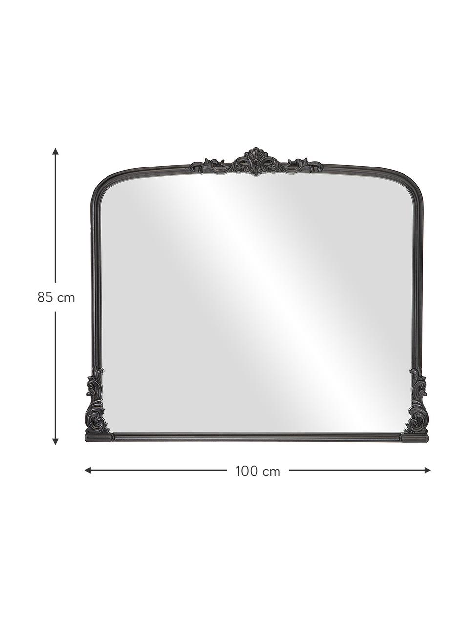Barokke wandspiegel Fabricio met zwarte houten lijst, Lijst: gecoat MDF, Zwart, B 100 x H 85 cm