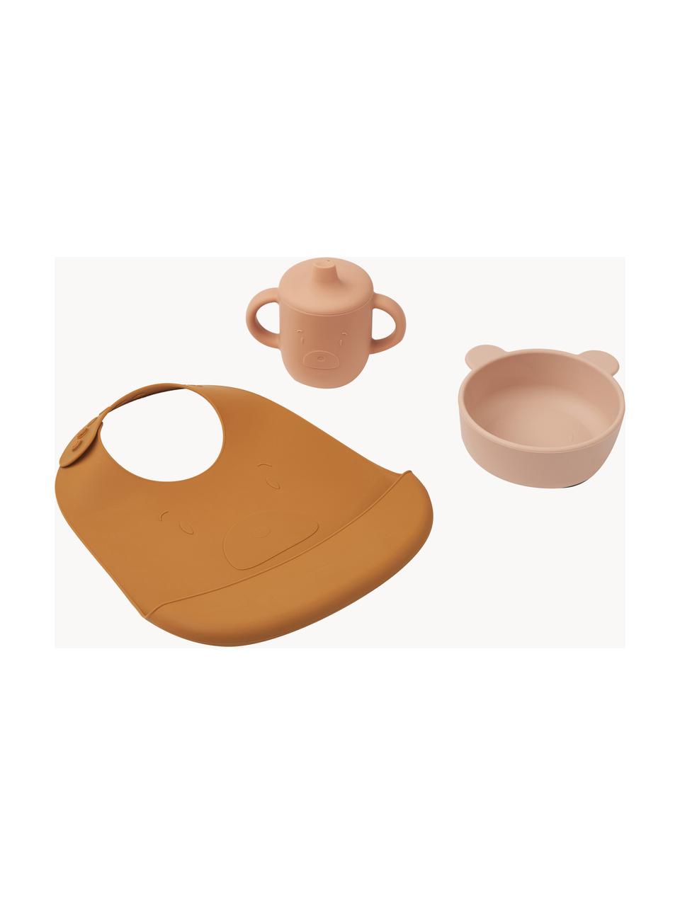 Set per pranzo Connor 3 pz, Silicone, Marrone chiaro, rosa chiaro, Set in varie misure