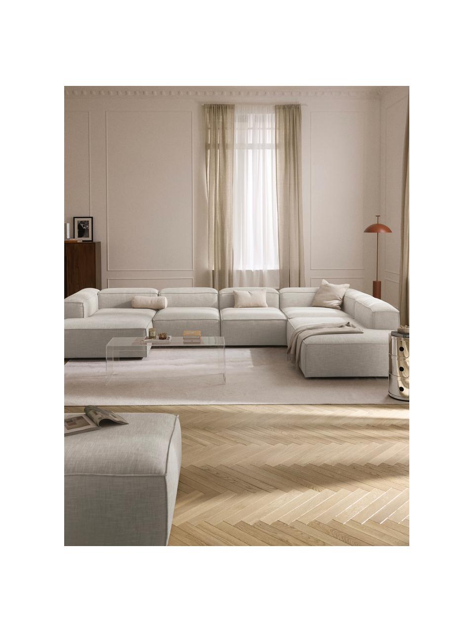 Divano ampio componibile in misto lino Lennon, Rivestimento: 50% viscosa, 25% lino, 15, Struttura: legno di abete rosso, com, Misto lino grigio, Larg. 418 x Prof. 269 cm, angolo a sinistra