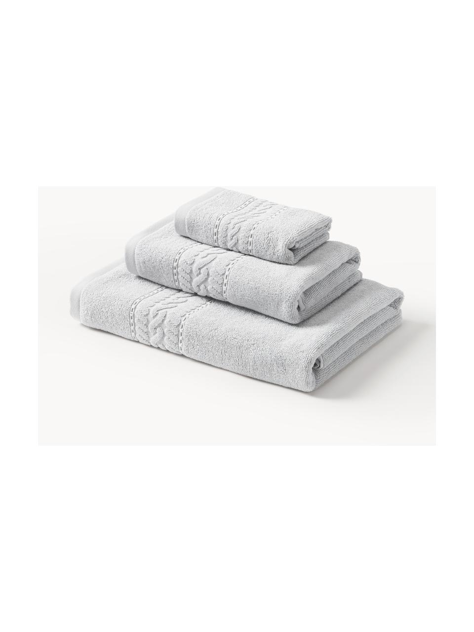 Lot de serviettes de bains Cordelia, 3 élém., 100 % coton

Grammage léger 420 g/m²

Le matériau est certifié STANDARD 100 OEKO-TEX®, 8135CIT, CITEVE, Gris clair, Lot de différentes tailles (serviette invité, serviette de toilette et drap de b