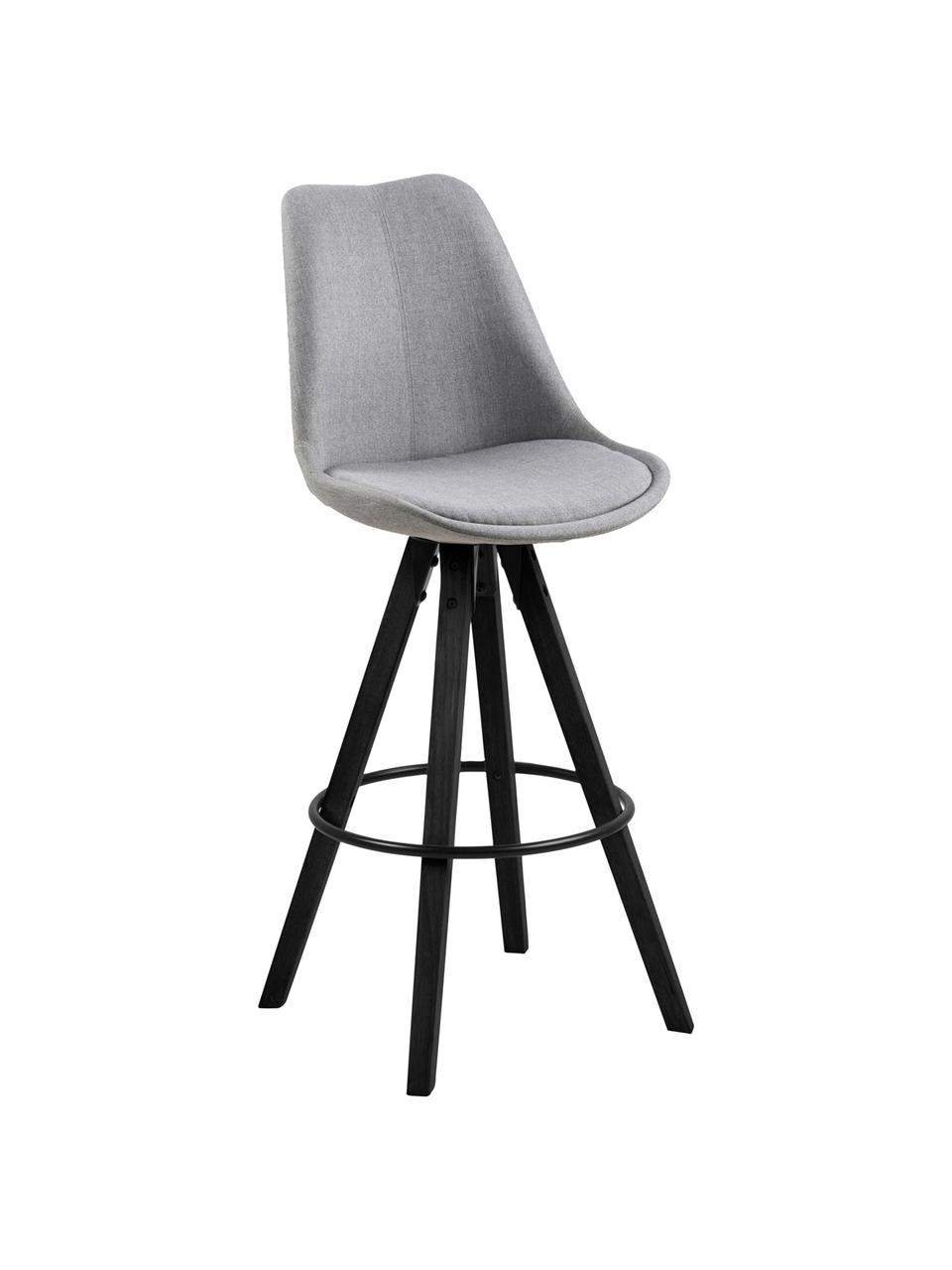 Barstoelen Dima Textile, 2 stuks, Bekleding: polyester, Poten: gelakt rubberhout, Lichtgrijs, 49 x 112 cm