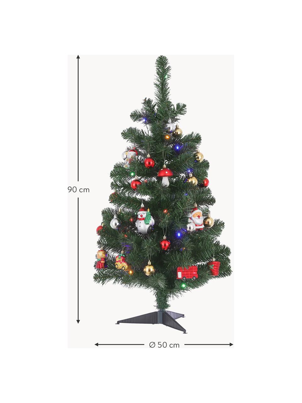 Albero di Natale artificiale a LED Gently, Plastica, Verde, Ø 50 x Alt. 90 cm