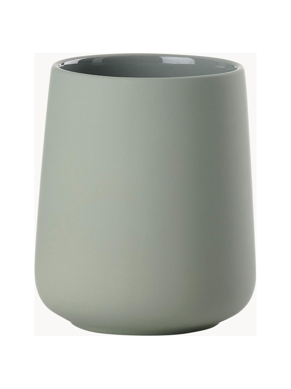 Vaso cepillo de dientes Nova One, Porcelana, Verde salvia, Ø 8 x Al 10 cm