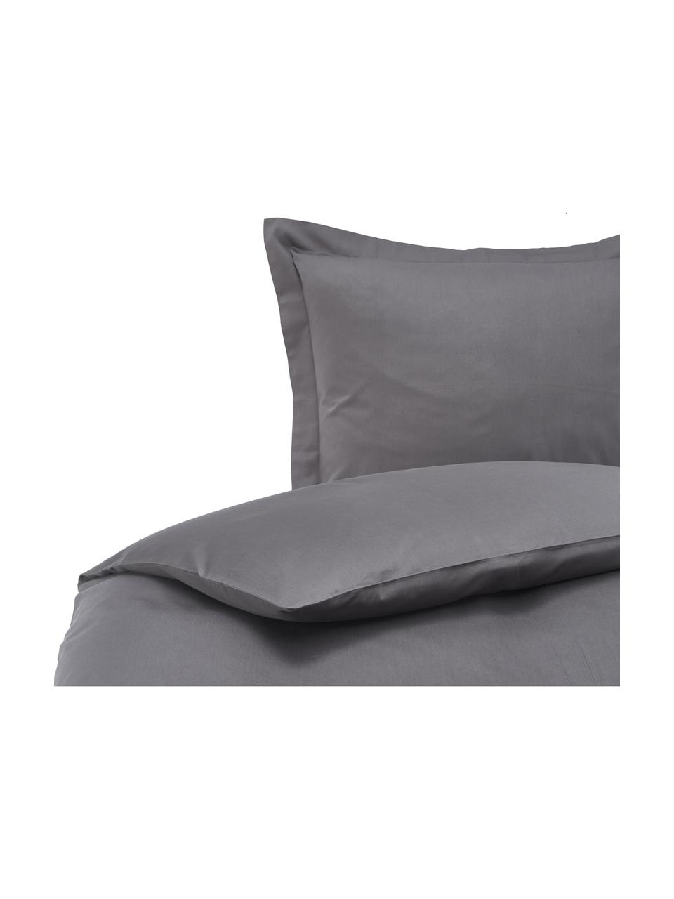 Housse de couette en satin de coton Premium, Gris foncé, larg. 240 x long. 220 cm