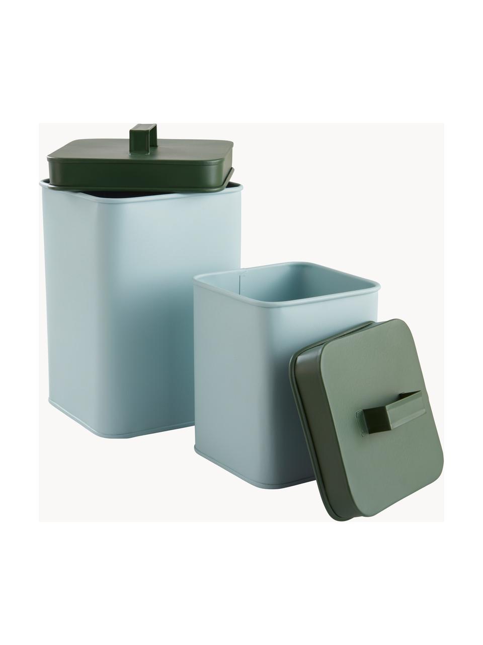 Set di 2 contenitori per alimenti Luca, Metallo rivestito, Azzurro, verde scuro, Set in varie misure