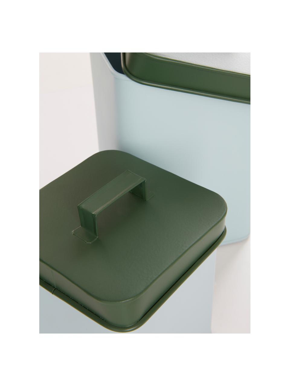 Set di 2 contenitori per alimenti Luca, Metallo rivestito, Azzurro, verde scuro, Set in varie misure