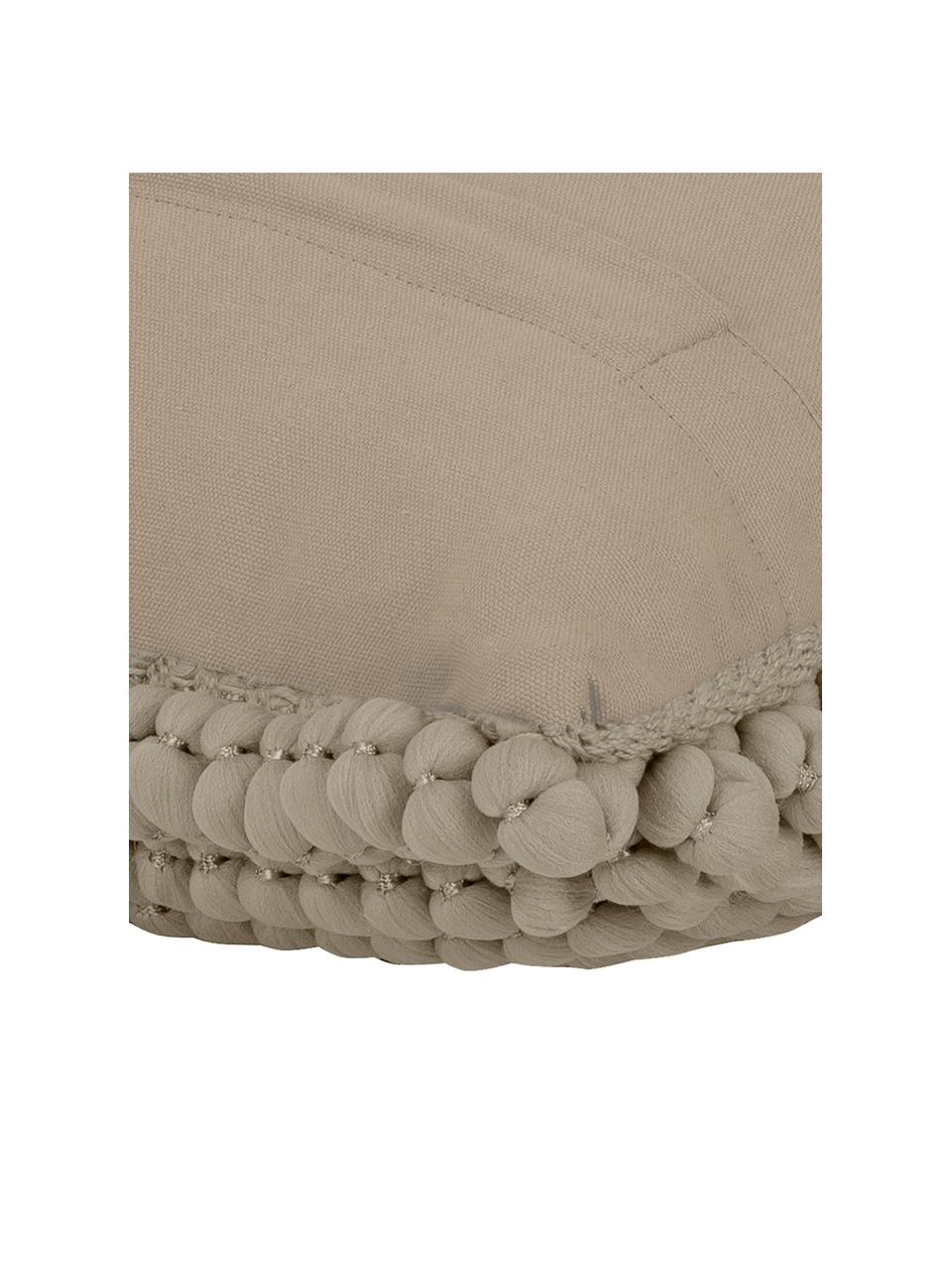 Federa arredo con palline di tessuto beige Iona, Retro: 100% cotone, Marrone chiaro, Larg. 45 x Lung. 45 cm