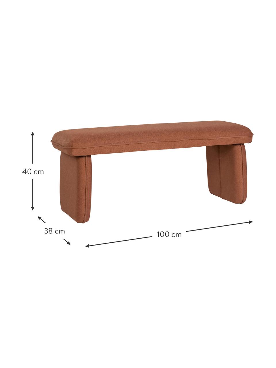 Čalouněná lavice Mellow, Červenohnědá, Š 100 cm, V 40 cm