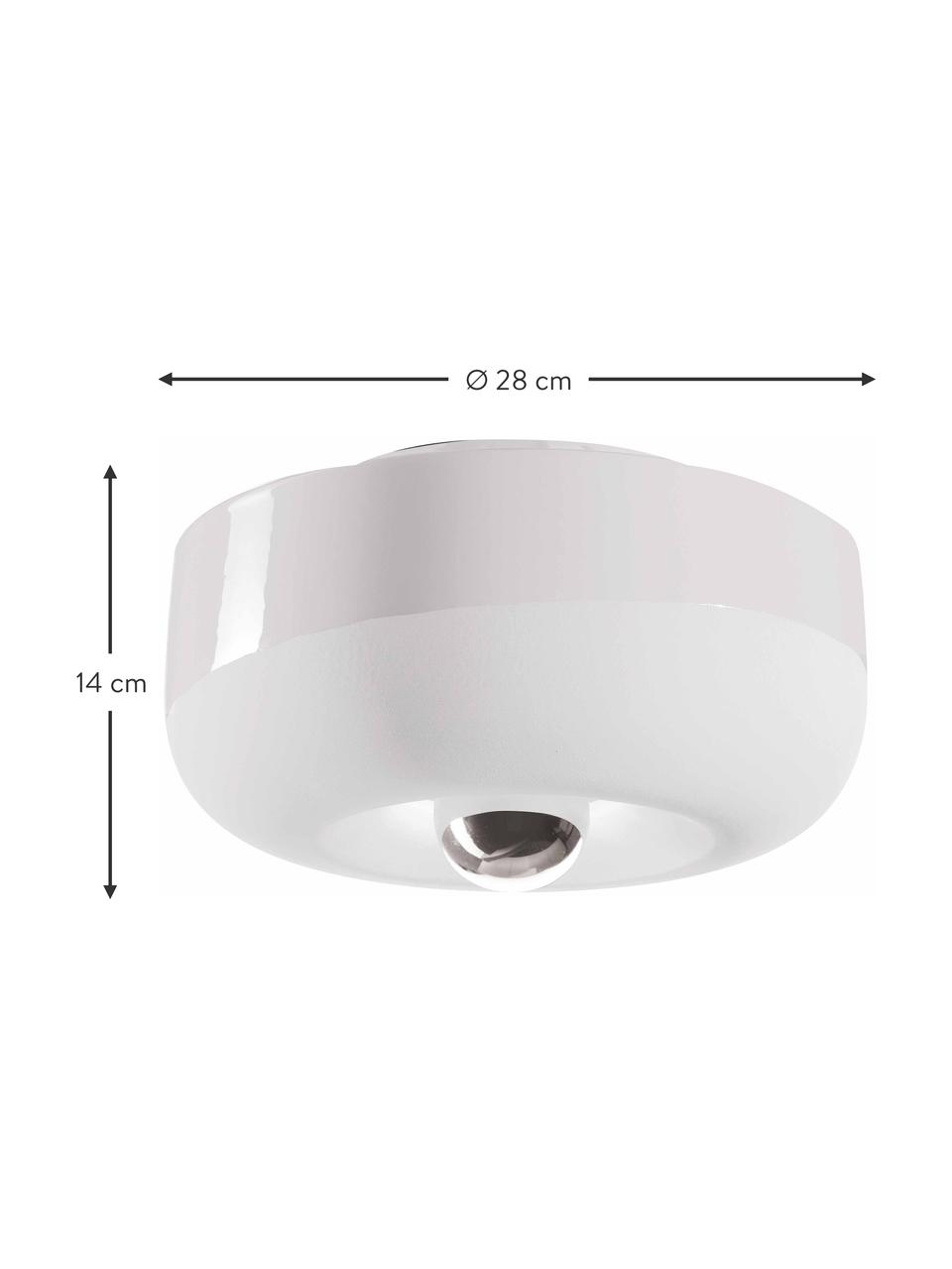 Plafón artesanal Bellota, Cerámica, Blanco, Ø 28 x Al 14 cm