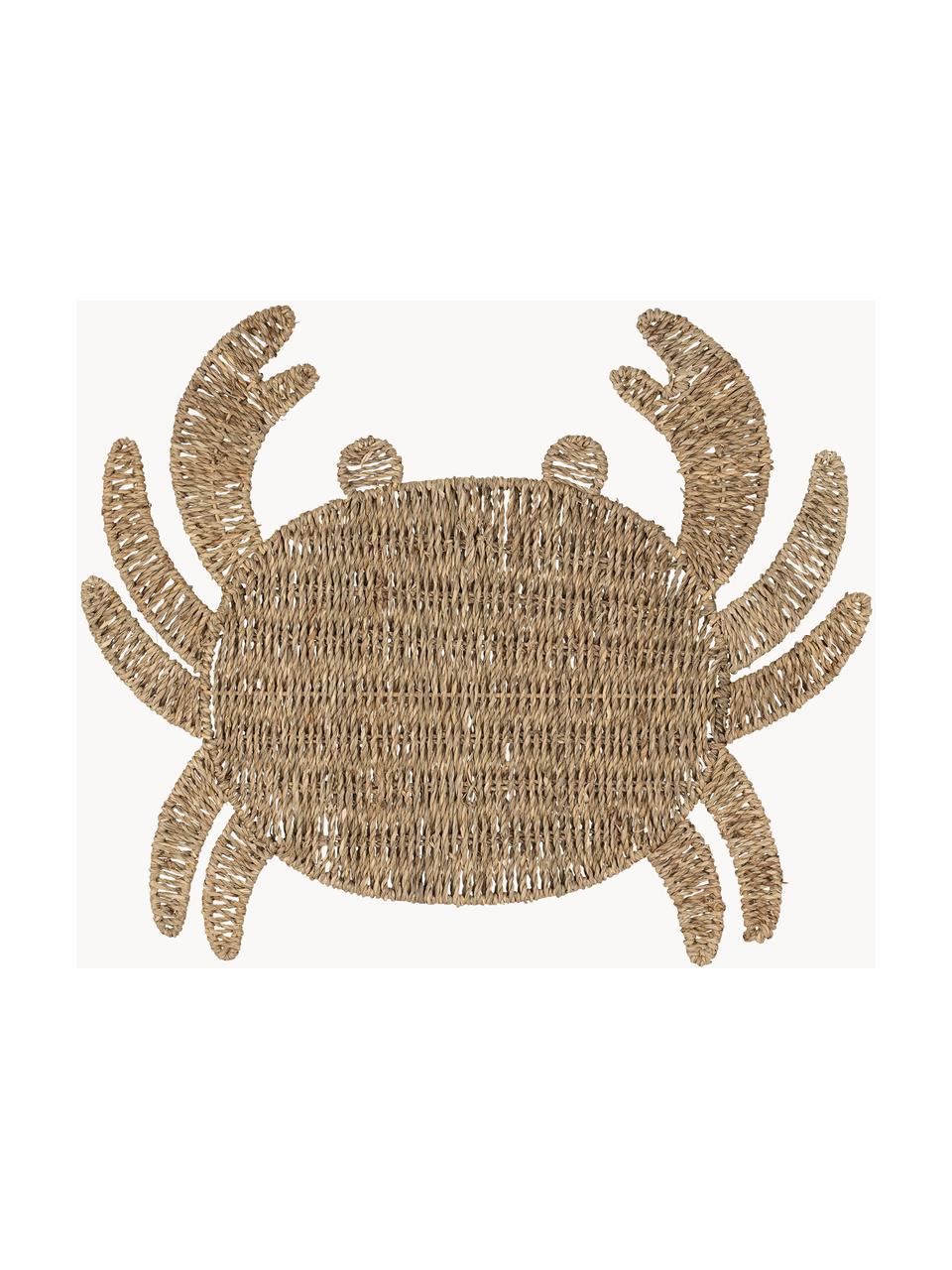 Seegras-Tischset Crab in Krebsform, Seegras, Beige, B 38 x L 48 cm