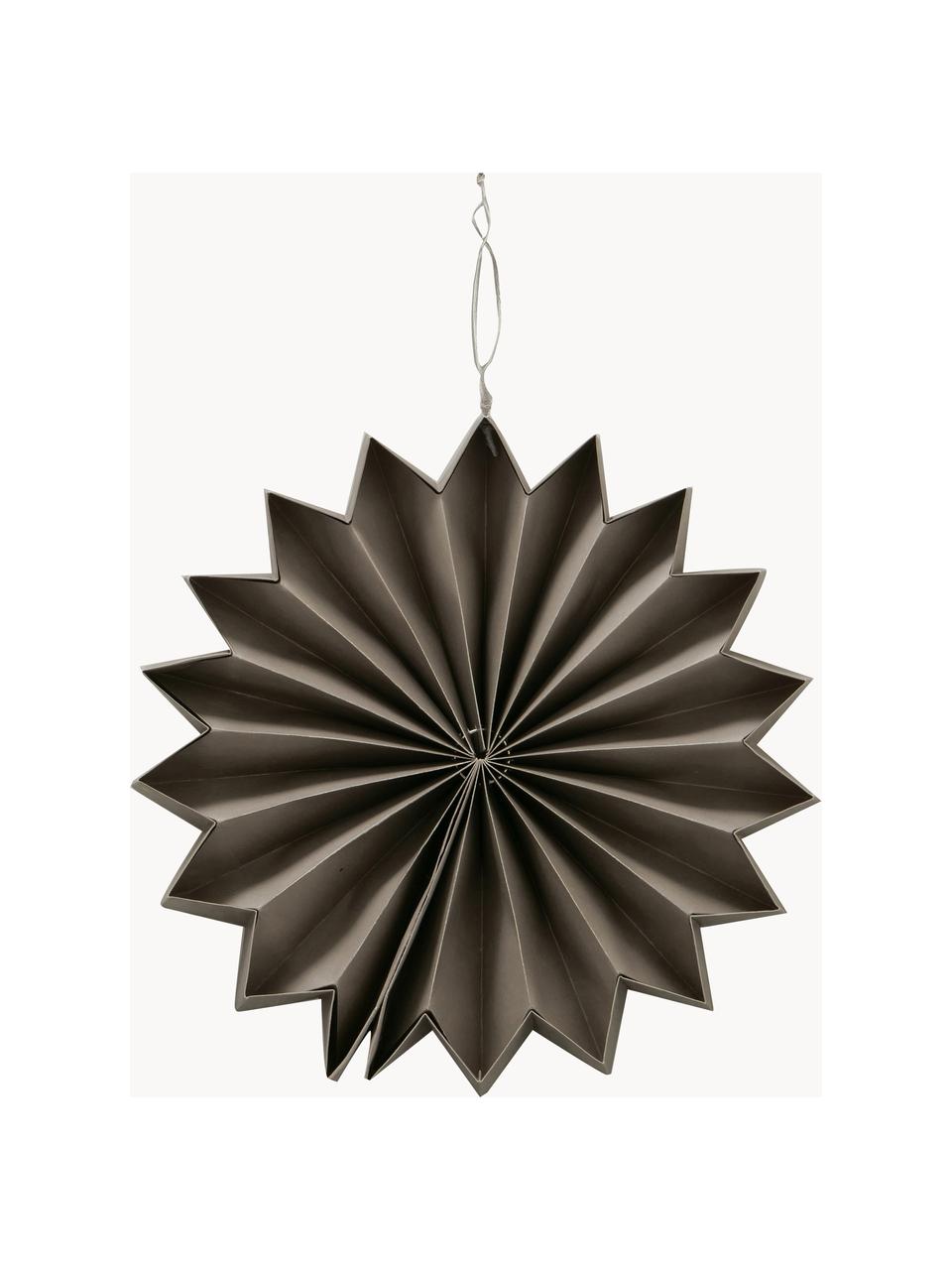 Handgemaakte ster-hangerset Dilia, set van 3, Gerecycled papier, Zwart, wit, greige, Ø 20 cm