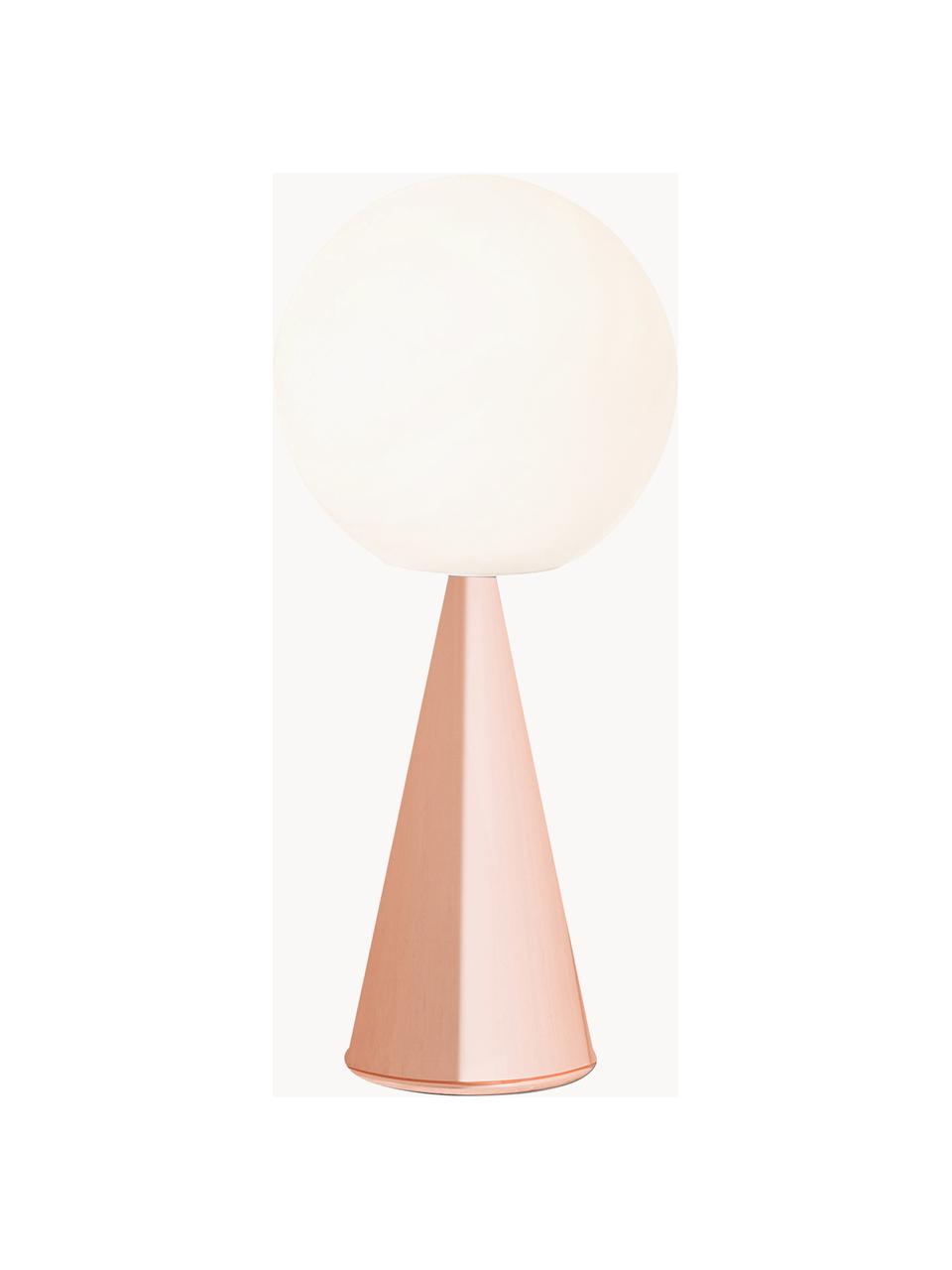 Handgemaakte tafellamp Bilia, Lampenkap: glas, Wit, koperkleurig, Ø 20 x H 43 cm