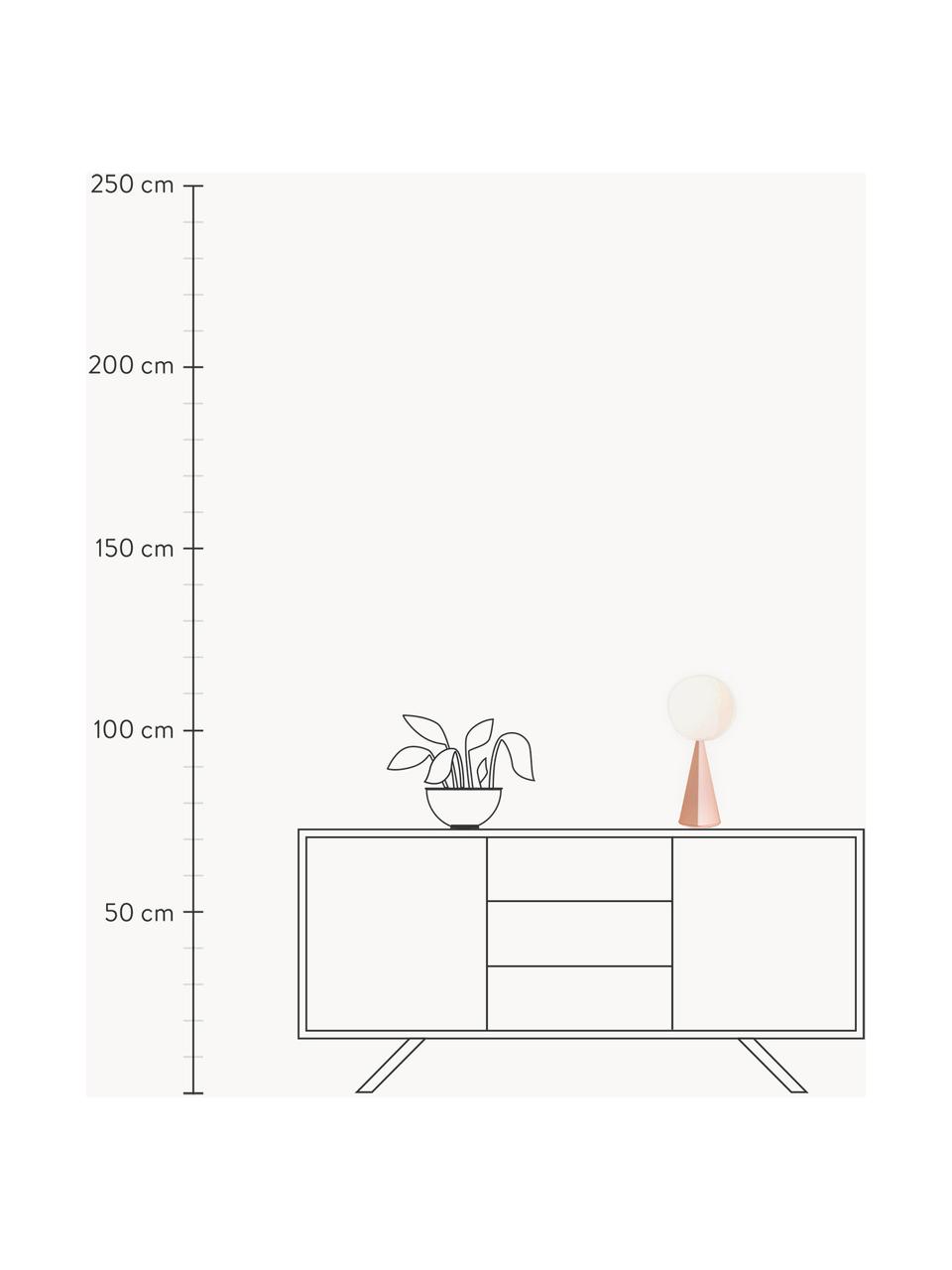 Handgemaakte tafellamp Bilia, Lampenkap: glas, Wit, koperkleurig, Ø 20 x H 43 cm