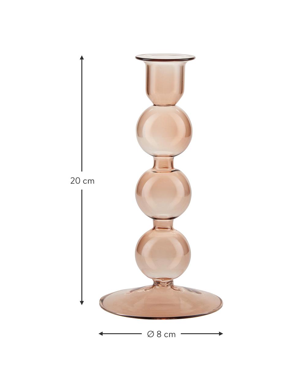 Świecznik ze szkła Bubble, Szkło, Beżowy, Ø 8 x W 20 cm