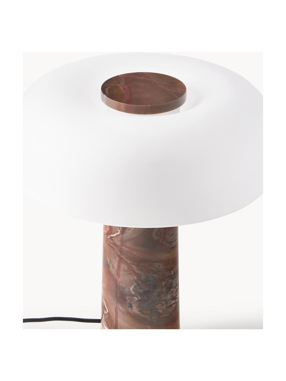 Lampe à poser avec pied en marbre Carla, Brun marbré, blanc, Ø 32 x haut. 39 cm