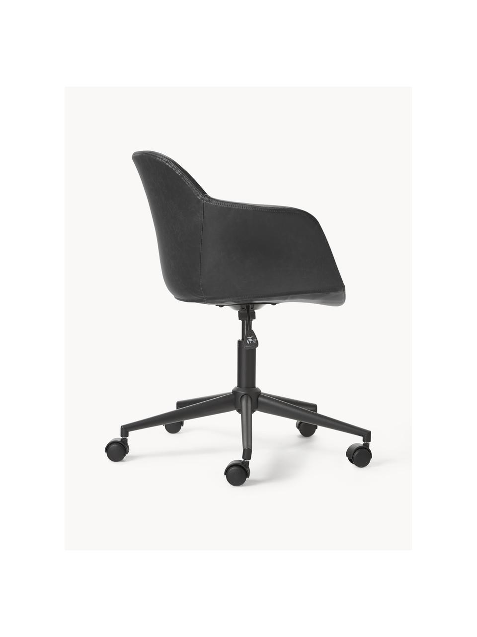 Sedia da scrivania in similpelle con seduta stretta Fiji, Rivestimento: similpelle (100% poliuret, Struttura: metallo verniciato a polv, Ruote: plastica, Similpelle color grigio, Larg. 66 x Prof. 66 cm