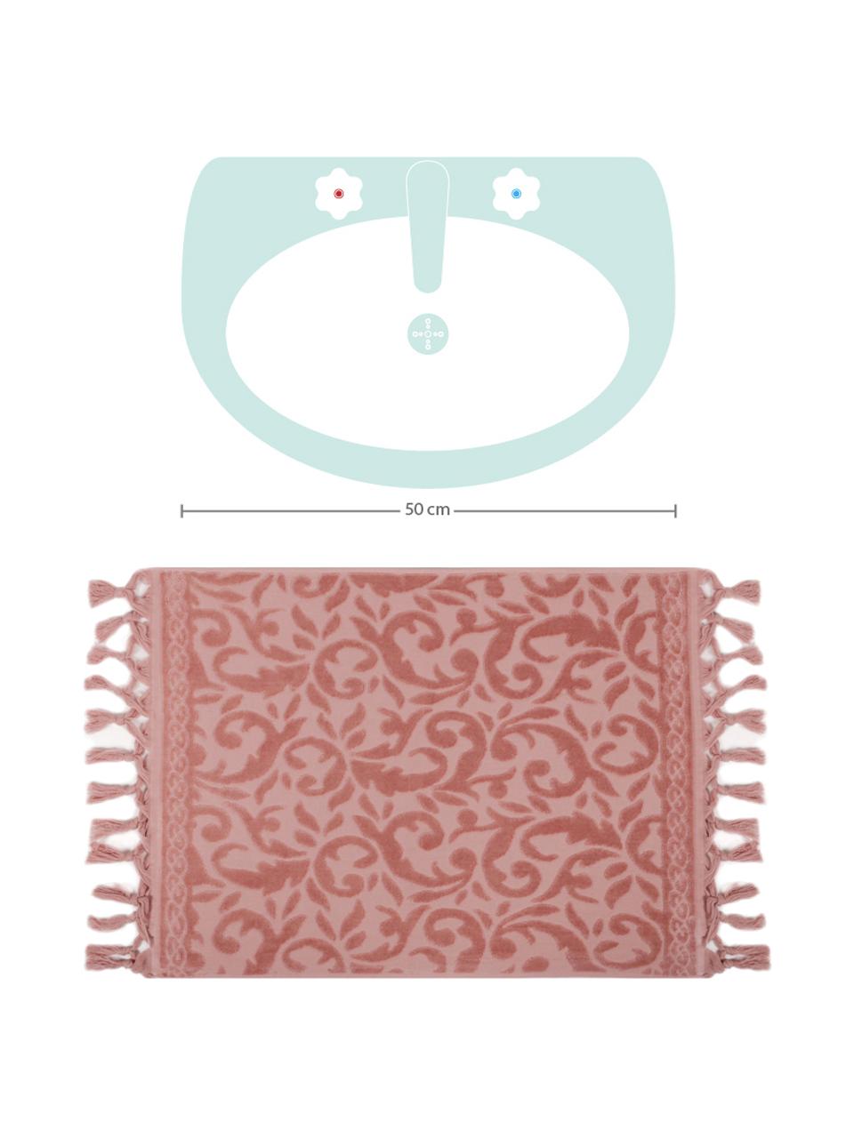 Tappeto bagno con motivo paisley Caroline, Cotone, Rosa, Larg. 50 x Lung. 70 cm