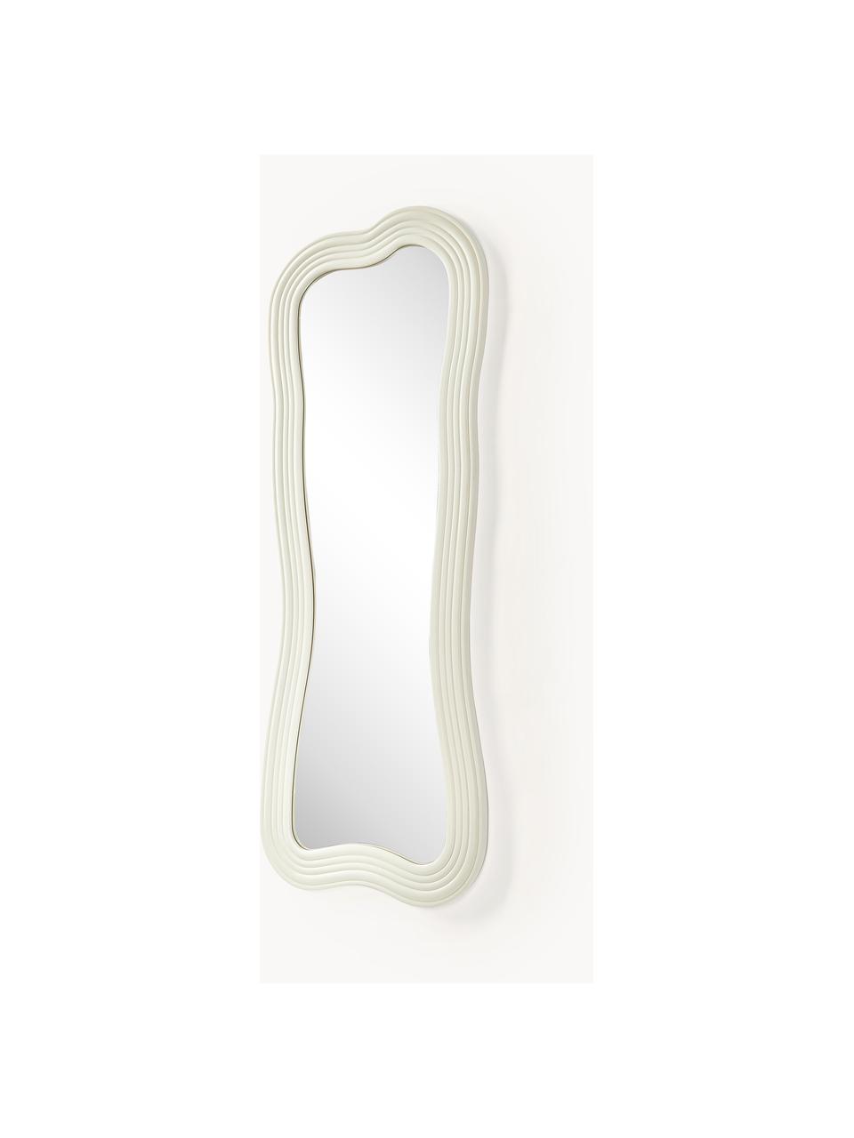 Specchio a figura intera con cornice ondulata Cosimo, Struttura: pannello di fibra a media, Superficie dello specchio: vetro a specchio Questo p, Beige chiaro, Larg. 66 x Alt. 175 cm