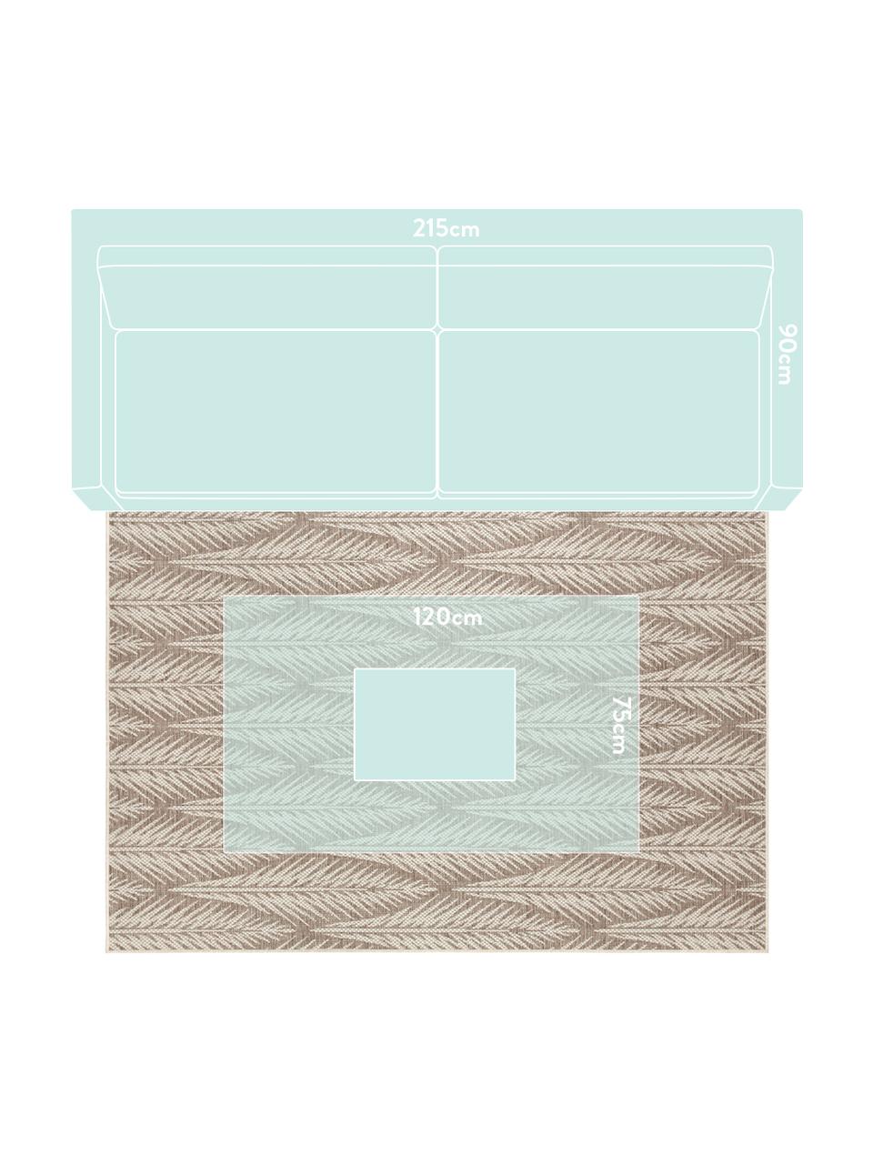 Design In- & Outdoor-Teppich Pella mit grafischem Muster, 100% Polypropylen, Taupe, Beige, B 140 x L 200 cm (Grösse S)