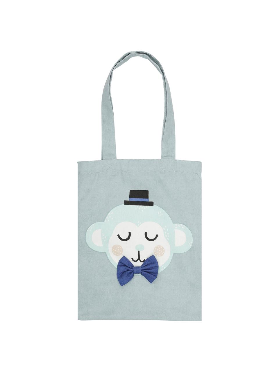 Bolsa de tela de algodón ecológico Monkey Monty, 100% algodón ecológico, Azul, blanco, rosa, negro, An 25 x Al 32 cm