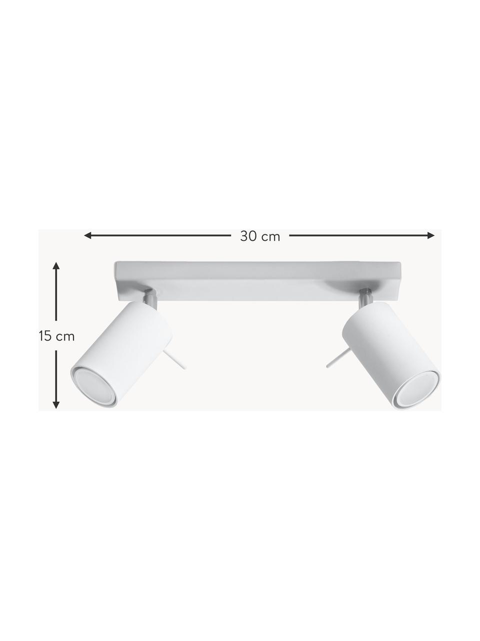 Faretti da soffitto Etna, Paralume: acciaio verniciato, Baldacchino: acciaio verniciato, Bianco, Larg. 30 x Alt. 15 cm