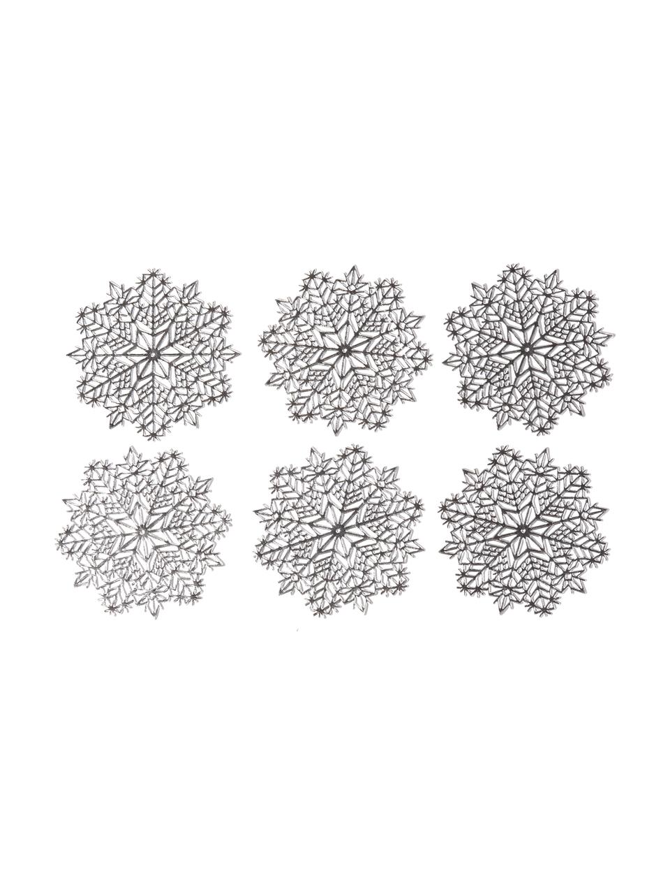 Prostírání Snowflake, 6 ks, Umělá hmota, Stříbrná, Ø 10 cm, V 1 cm
