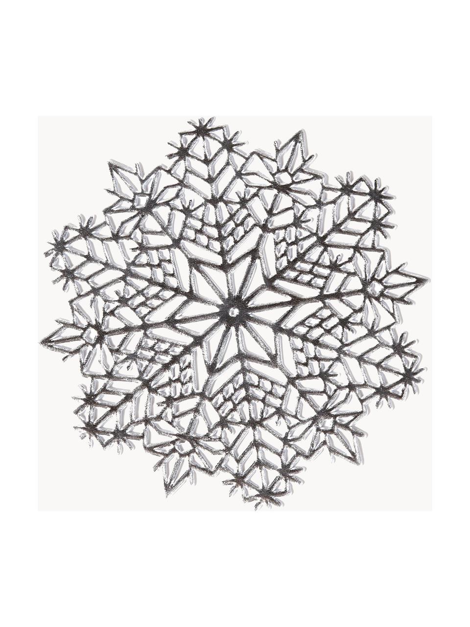 Placemats Snowflake, 6 stuks, Kunststof, Zilverkleurig, Ø 10 x H 1 cm