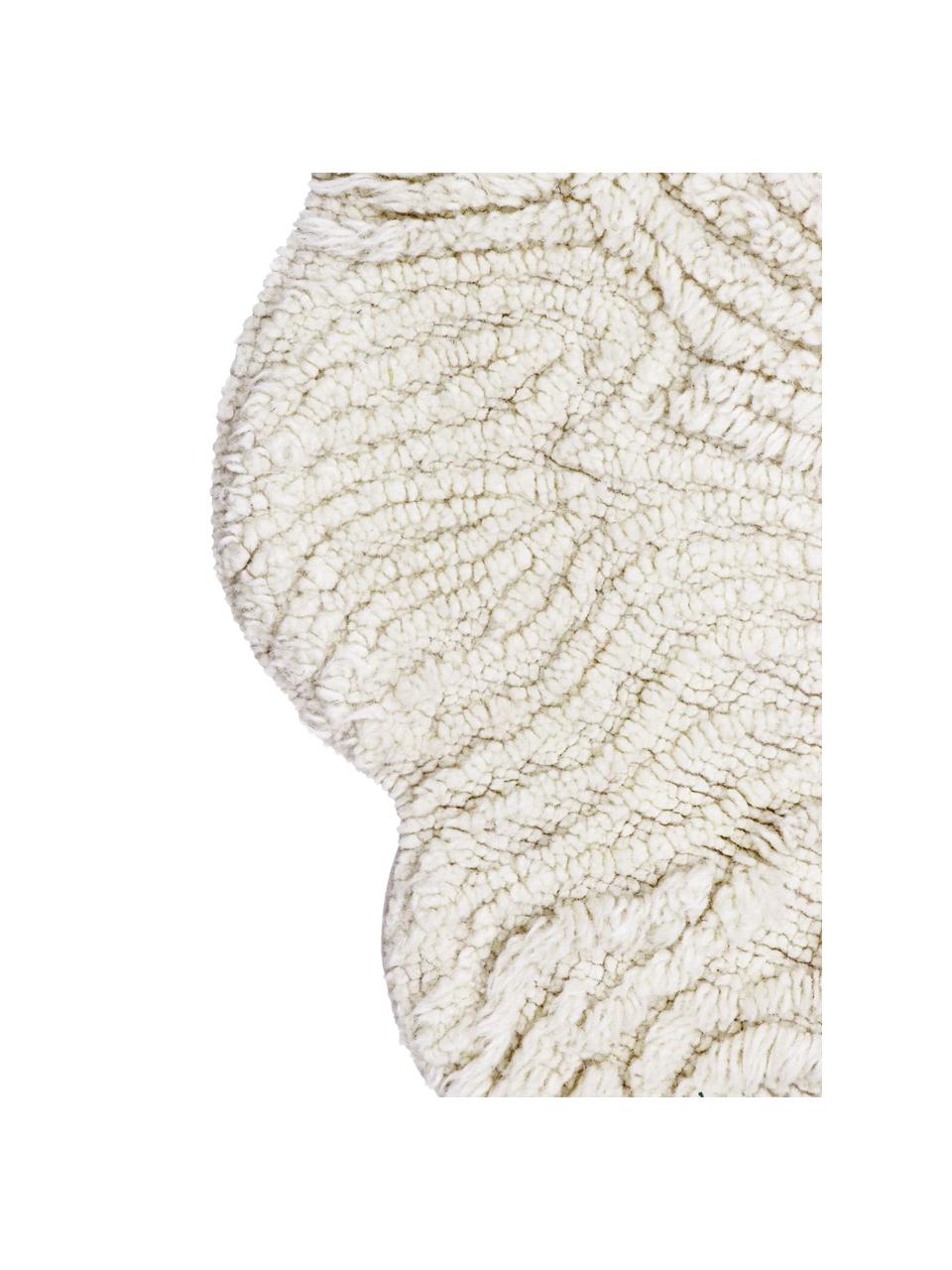 Tappeto in lana per bambini tessuto a mano con motivo a rilievo Sheep, Retro: 100% cotone Nel caso dei , Bianco latte, Larg. 120 x Lung. 170 cm (taglia S)