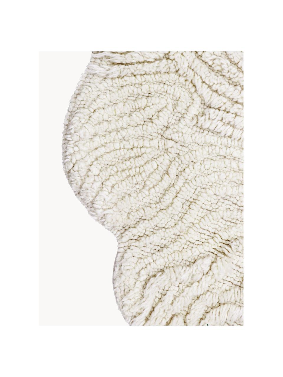 Alfombra infantil artesanal de lana con relives Sheep, lavable, Parte superior: 100% lana, Reverso: 100% algodón Las alfombra, Blanco Off White, An 120 x L 170 cm (Tamaño S)