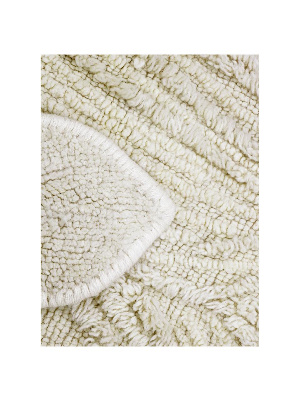 Handgeweven kindervloerkleed Sheep van wol, wasbaar, Onderzijde: 100% katoen Bij wollen vl, Gebroken wit, B 120 x L 170 cm (maat S)