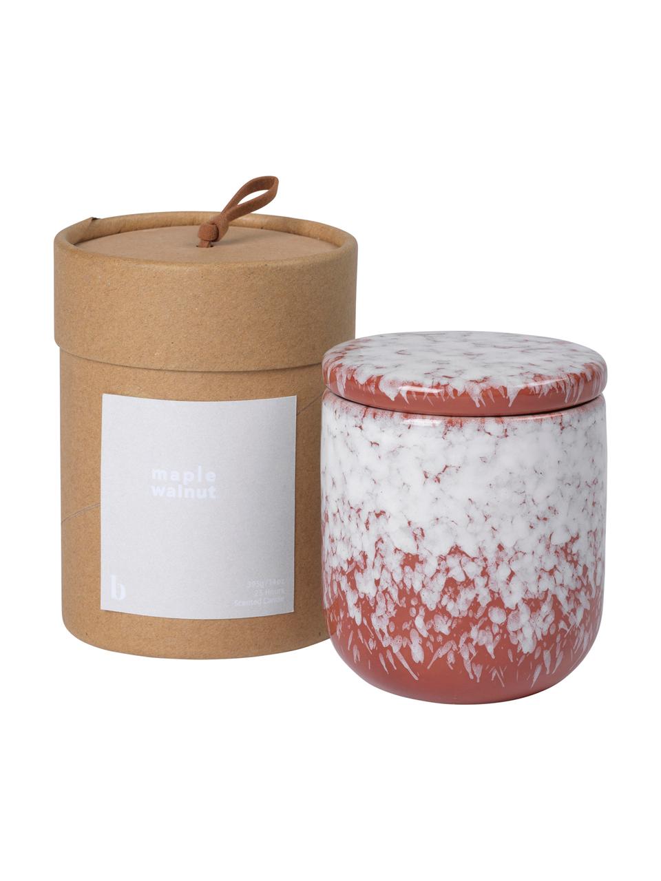 Vela perfumada Maple Walnut, Recipiente: cerámica, Rojo, blanco, Ø 8 x Al 9 cm