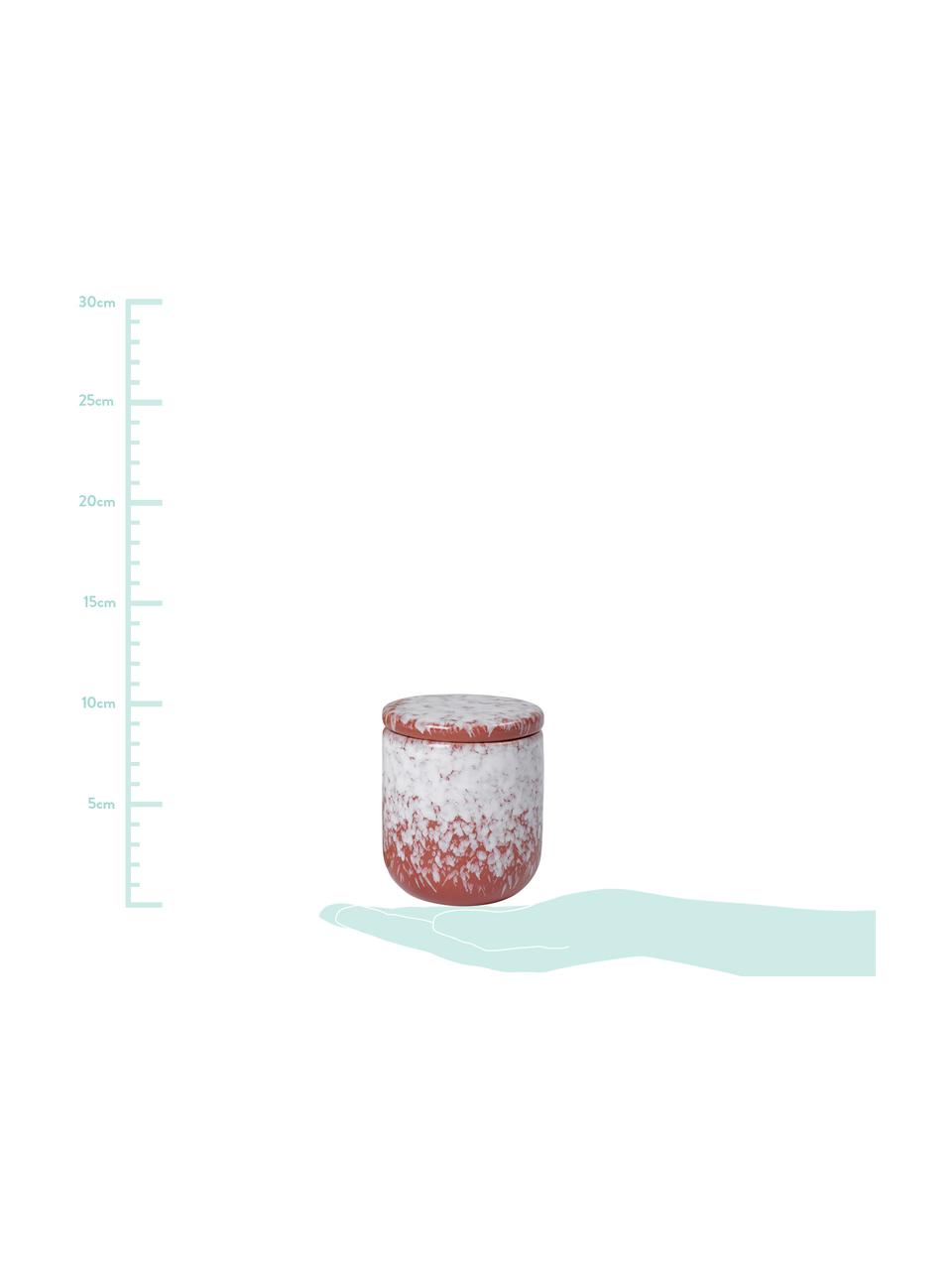 Duftkerze Maple Walnut, Behälter: Keramik, Rot, Weiß, Ø 8 x H 9 cm